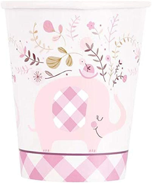 8 Pink Elephant 9oz Paper Cups