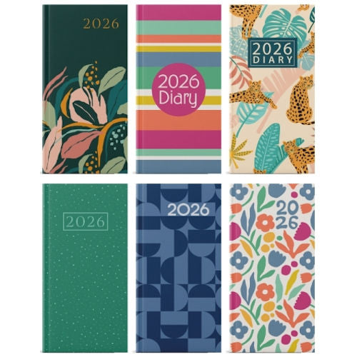 Slim Week To View Patterned 2026 Diary - Assorted