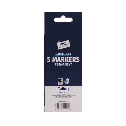 Rapid Dry Permanent Markers - 5 Pack