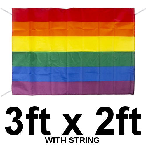 Rainbow Pride Flag With String 33" X 23"