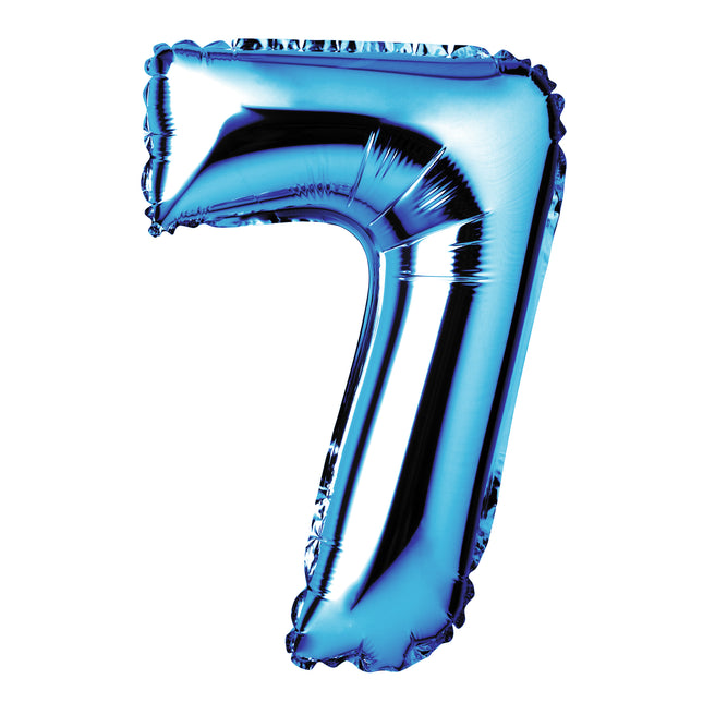 Large Blue Foil "Number 7" Balloon – 34 Inch