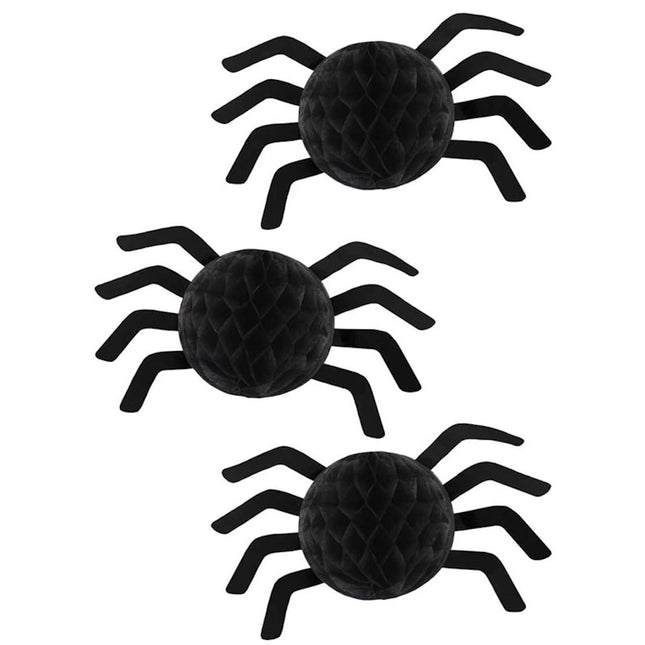 Halloween Honeycomb Spider Decorations - 3 Pack