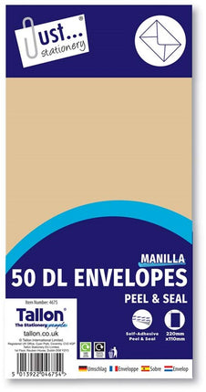 50 Manila DL Peal & Seal Envelopes