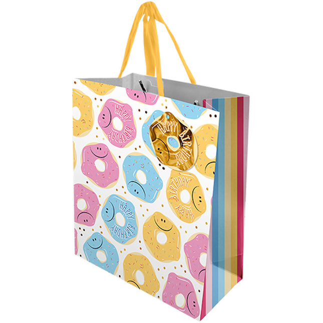 Children's Medium Gift Bag - Doughnut Design 25.2cm x 21.3cm