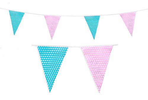 C1009 Pink & Blue Polka Dot 10m Triangle Bunting