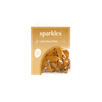 Pearlised Champagne Gold 12" Latex Balloons – 50 Pack