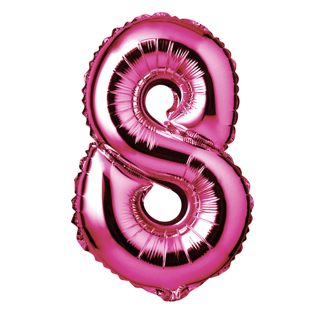 Large Pink Foil "Number 8" Balloon – 34 Inch