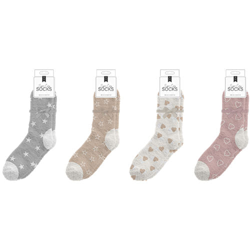 Ladies' Cozy Printed Socks Size 4-6 - Soft Stylish Winter Socks Assorted Designs