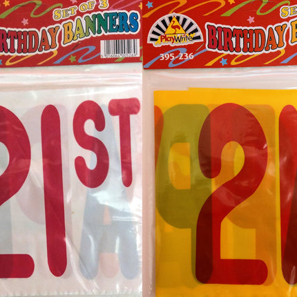 Happy 21st Birthday Banner (White/Yellow)