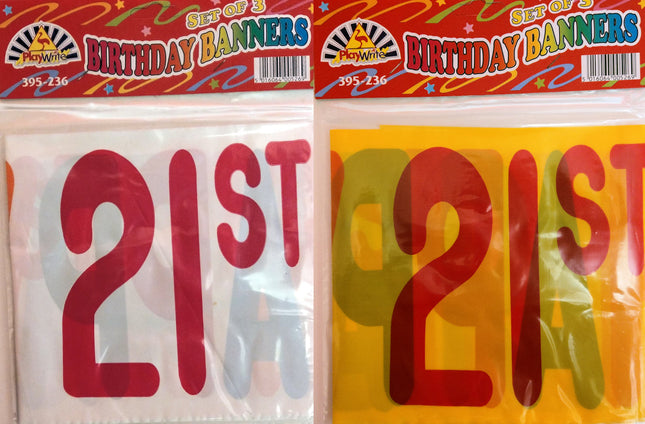 Happy 21st Birthday Banner (White/Yellow)