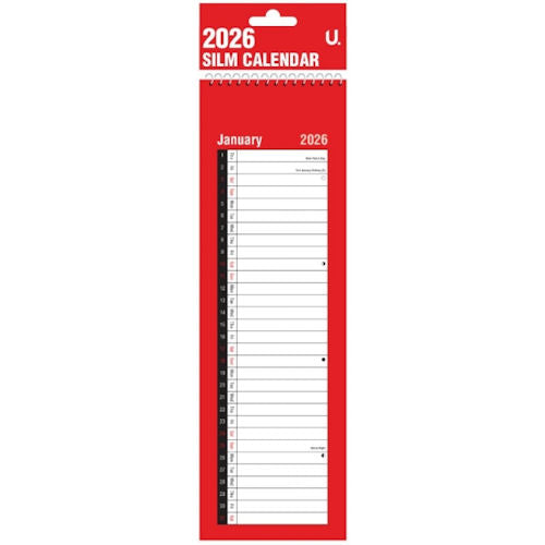 Red & Black 2026 Slim Calendar