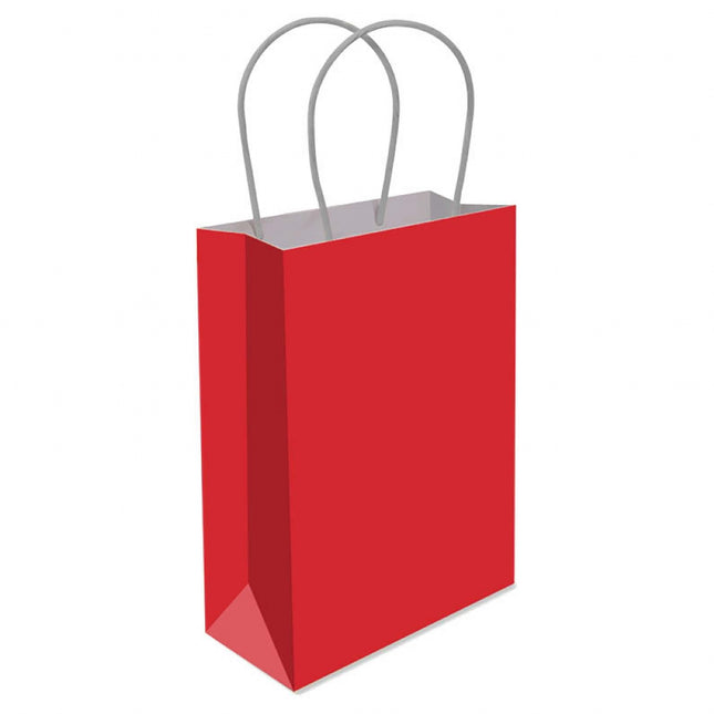 Fire Red Paper Handle Bags - 6 Pack