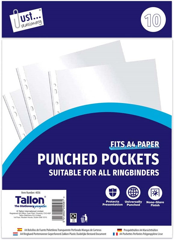 10 Clear Plastic Punched Pockets