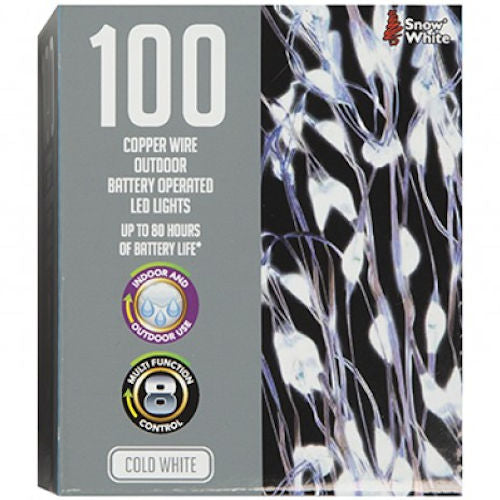 Outdoor Copper Wire Lights - 100 Pack Cold White LED