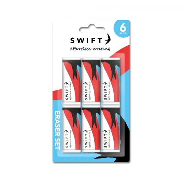 6 White Rectangular Erasers