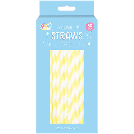 Pastel Eco Paper Straws - 50 Pack