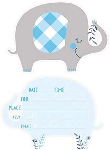 Blue Elephant Invitations - 8 Pack