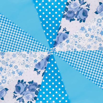 JA004 Blue Vintage 10m Triangle Bunting