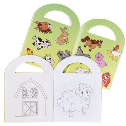 Farm Sticker & Colouring Books With Handles - 6 Pack