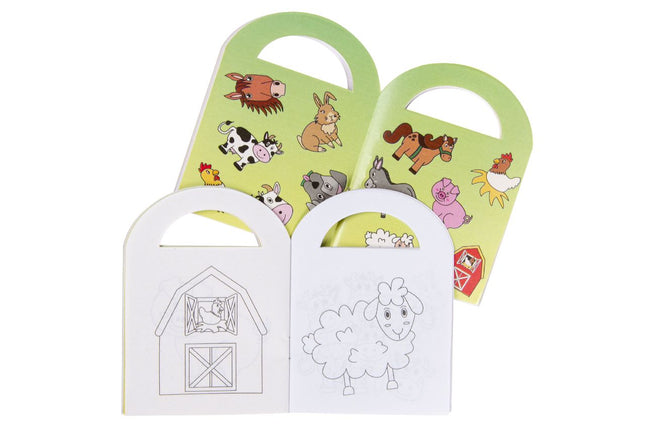 Farm Sticker & Colouring Books With Handles - 6 Pack