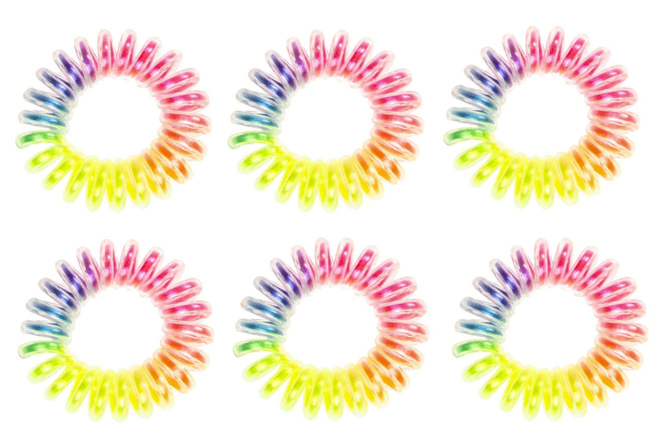 6 Stretchy Rainbow Hair Bobbles