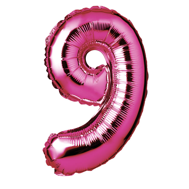 Large Pink Foil "Number 9" Balloon – 34 Inch