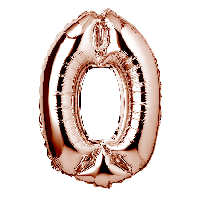 Large Rose Gold Foil "Number 0" Balloon – 34 Inch