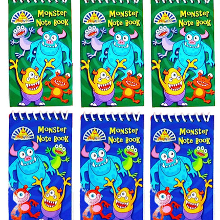 Mini Monster Spiral Notebooks - 6 Pack