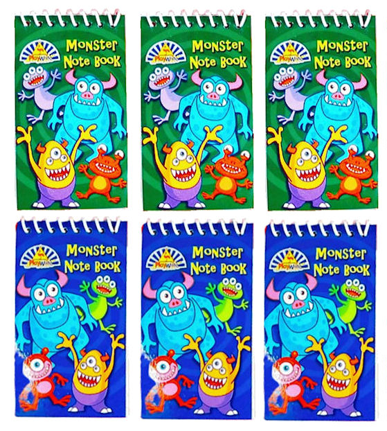 Mini Monster Spiral Notebooks - 6 Pack