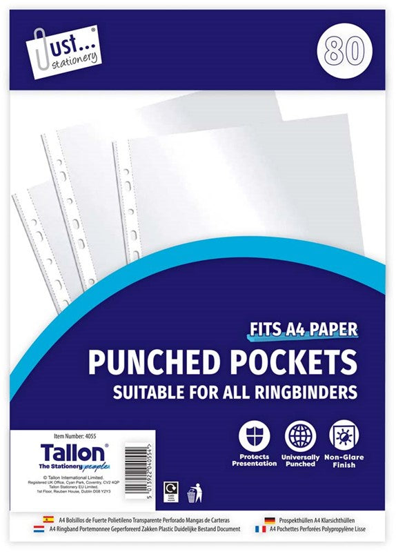 80 Clear Plastic Punched Pockets