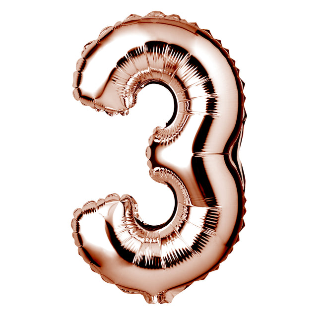 Large Rose Gold Foil "Number 3" Balloon – 34 Inch