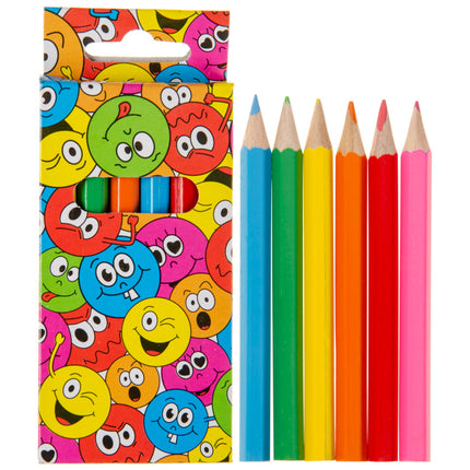 Happy Face Halfsize Colouring Pencils - 6 Pack