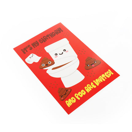 Emoji Poo Party Invites & Envelopes - 16 Pack