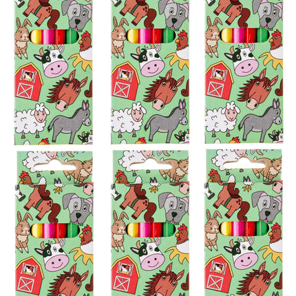 Farm Animal Halfsize Colouring Pencils - 6 Pack