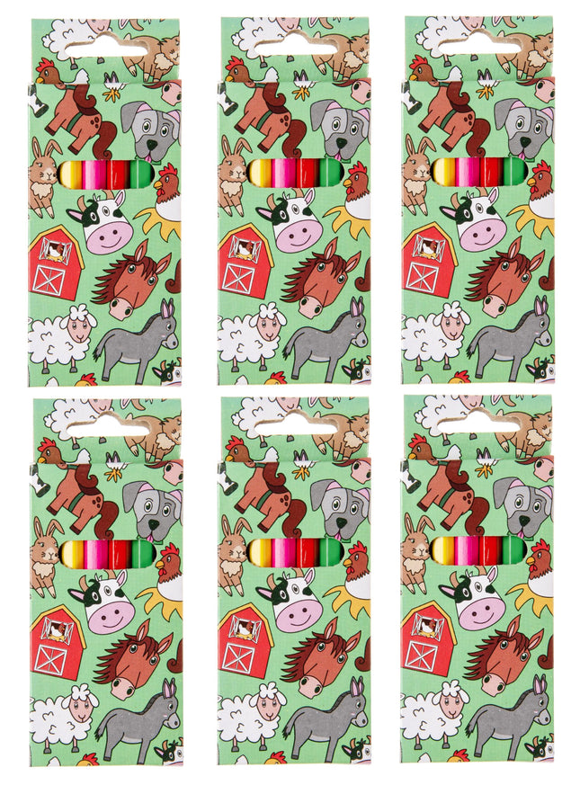 Farm Animal Halfsize Colouring Pencils - 6 Pack