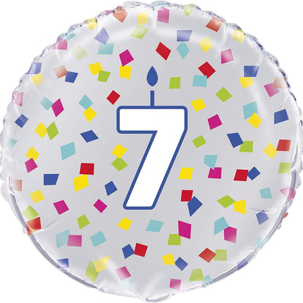 Number 7 Rainbow Birthday 18" Round Foil Balloon