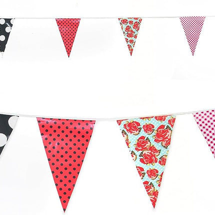 JA001 Punk Vintage Pattern 10m Triangle Bunting