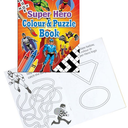 Super Hero Colour & Puzzle Books - 6 Pack