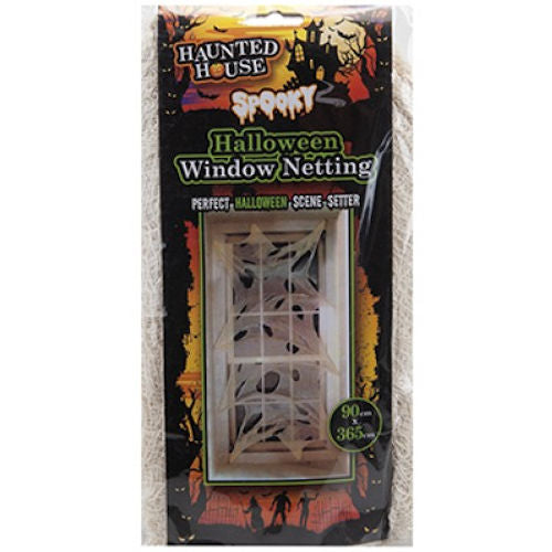 Halloween Spooky Window Netting - 90cm x 365cm Creepy Haunted House Decoration Spider Web Hanging