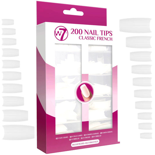 W7 Cosmetics 200 Acrylic Tips False Nails - French