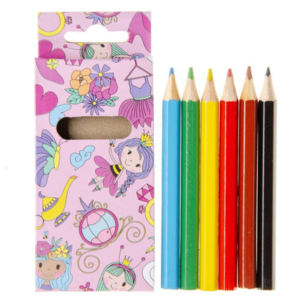 Princess Halfsize Colouring Pencils - 6 Pack