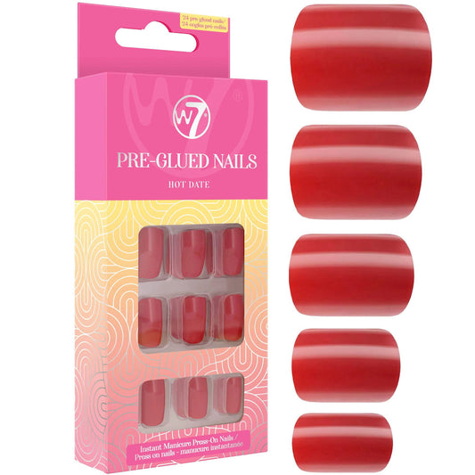 W7 Cosmetics Glamorous Pre Glued False Nails Hot Date - Press On Long Fake Party Nails