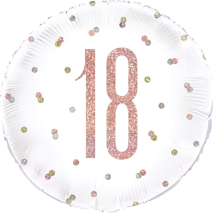 Rose Gold 18th Birthday Glitz 18" Round Foil Balloon