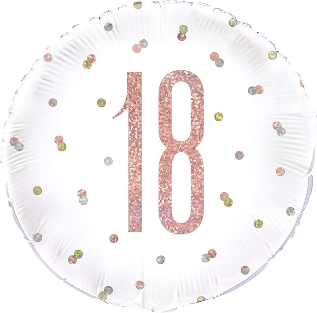 Rose Gold 18th Birthday Glitz 18" Round Foil Balloon