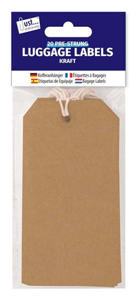 20 Brown Luggage Labels