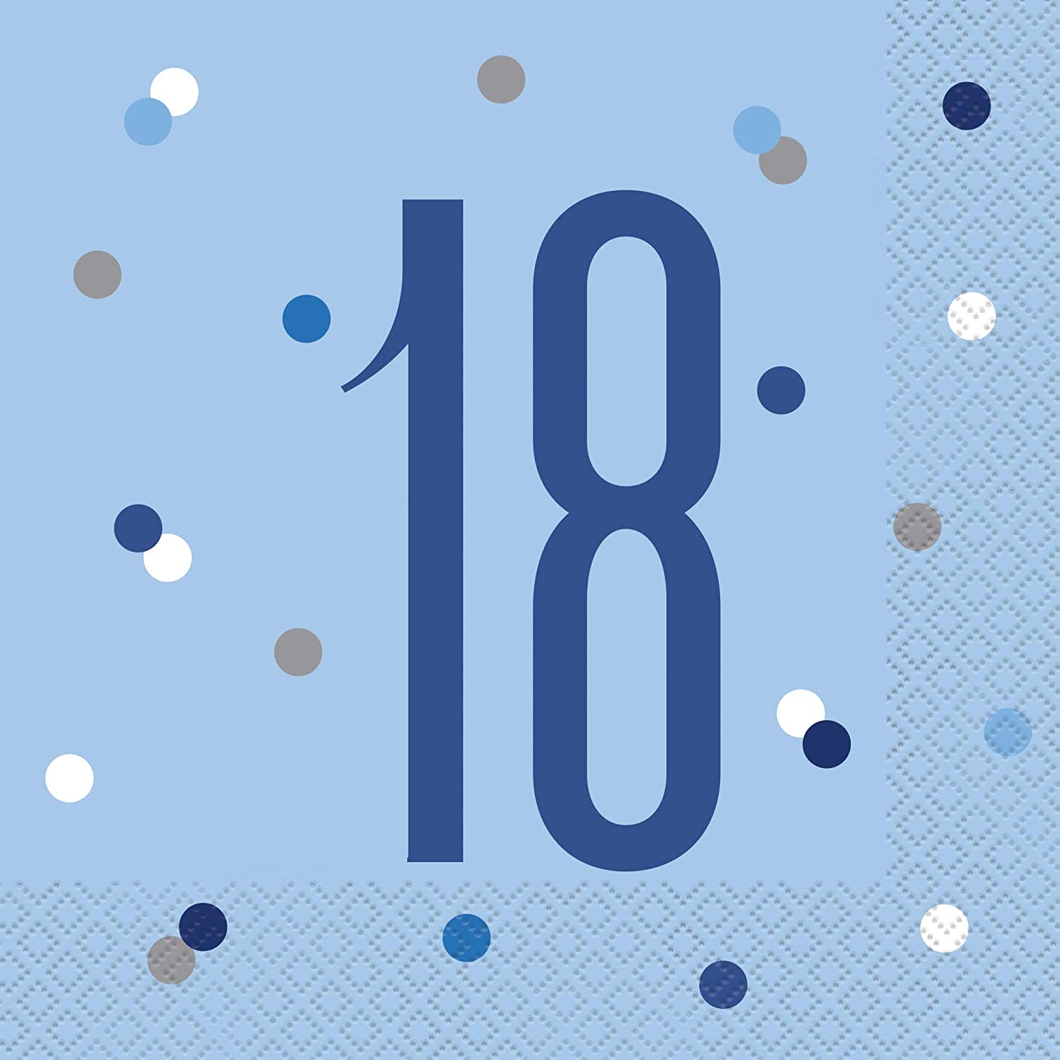 16 Blue 18th Birthday Glitz Lunch Napkins