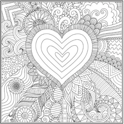 Peace Love Advanced Colouring Book - Single Assorted Intricate Designs High Quality Relaxation