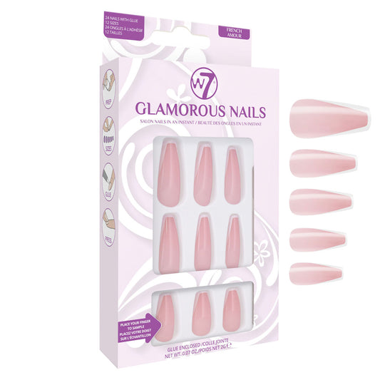 W7 Cosmetics Glamorous False Long Fake Nails - French Amour