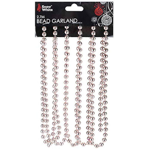 Rose Gold Bead Chain - 2.7m Elegant Decorative Garland Christmas Trees Festive