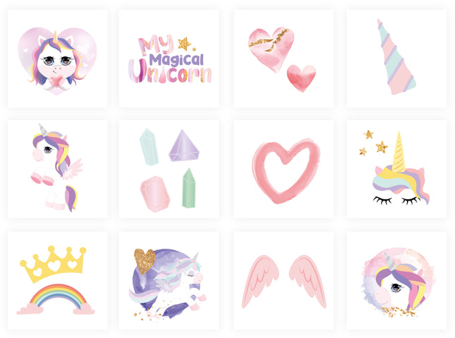 Unicorn Temporary Tattoos - 12 Pack
